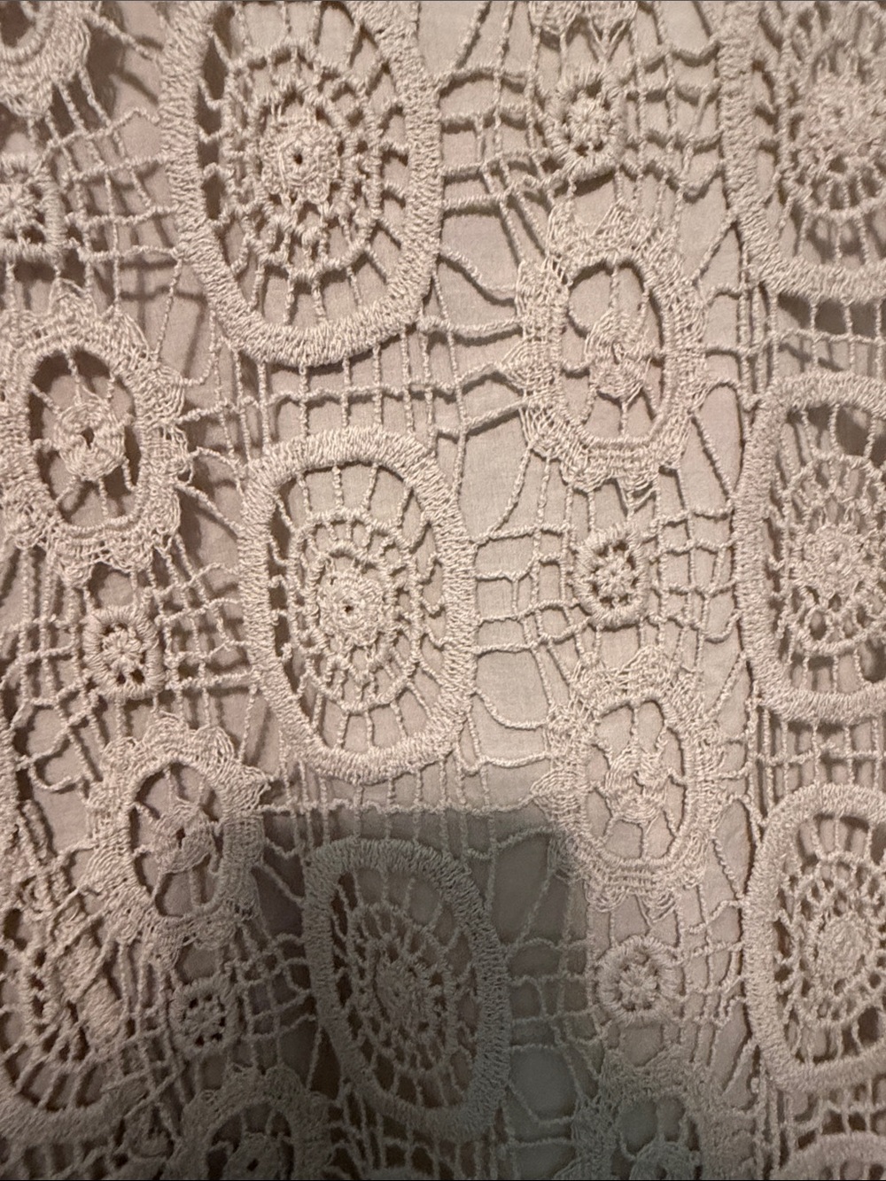 Peter Nygard Beige Crochet Knit Open-Front Beaded Cottagecore Bohemian Jacket - Picture 5 of 13